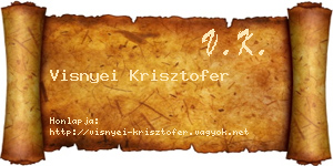 Visnyei Krisztofer névjegykártya